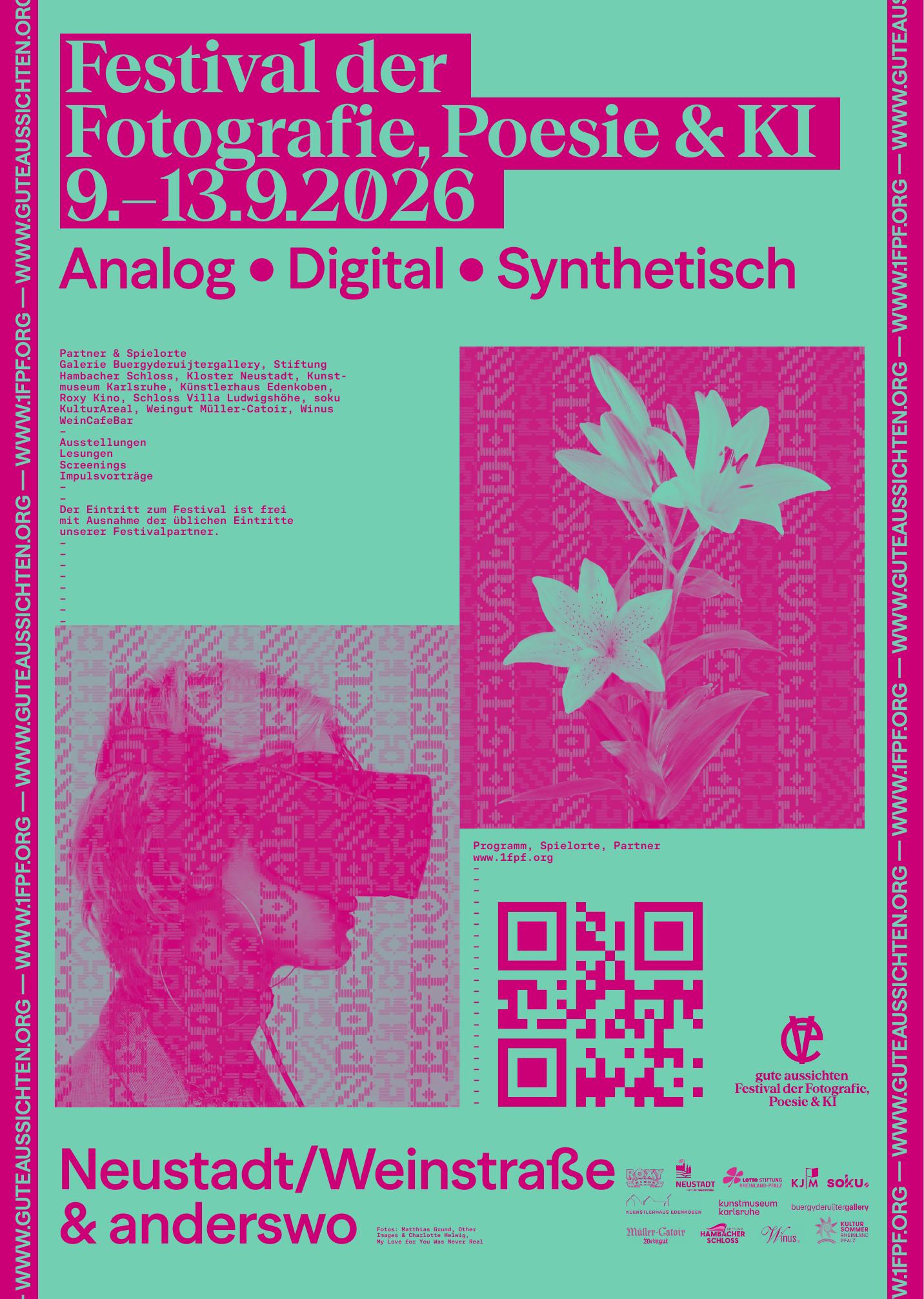 Plakat des Festivals für Fotografie, Poesie und KI (1FPF)